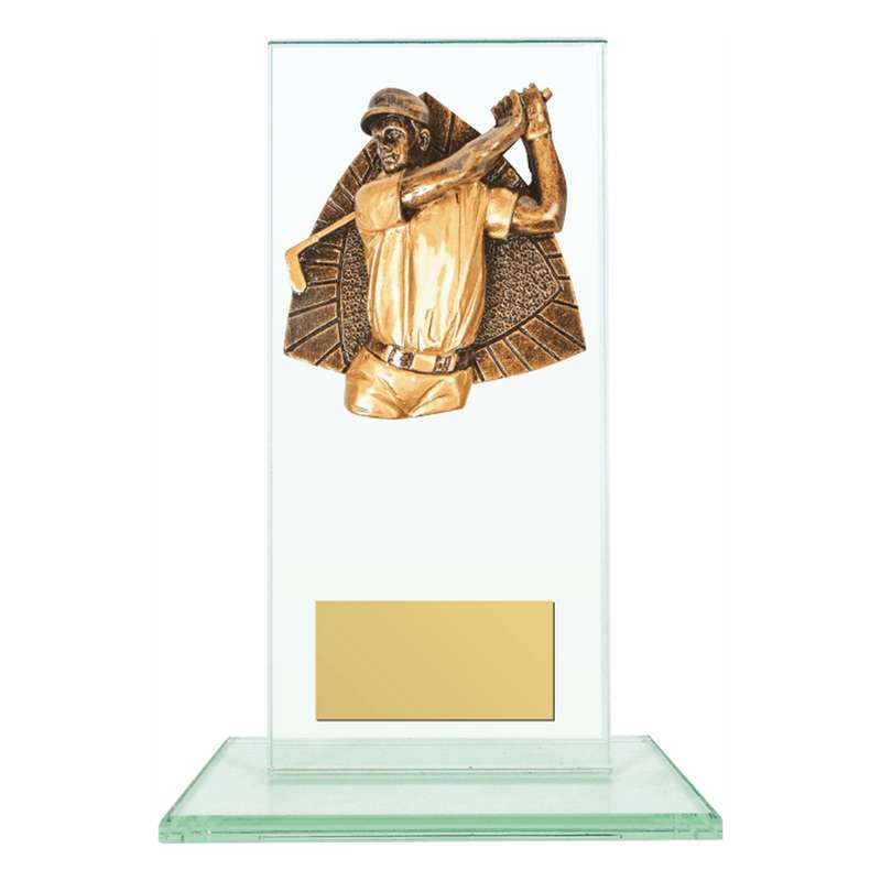 Jade Glass Stand with Resin Male Golf Trim – Clear
