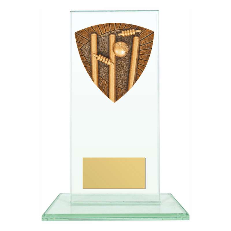 Jade Glass Stand with Resin Cricket Stumps Trim – Clear
