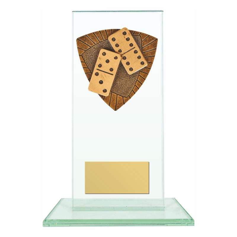 Jade Glass Stand with Resin Dominoes Trim – Clear