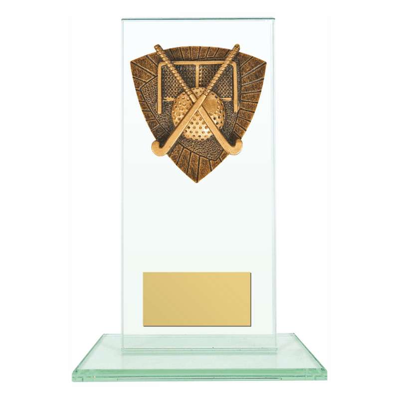 Jade Glass Stand with Resin Hockey Trim – Clear