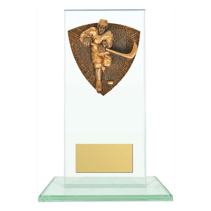 Jade Glass Stand with Resin Ice Hockey Trim – Clear