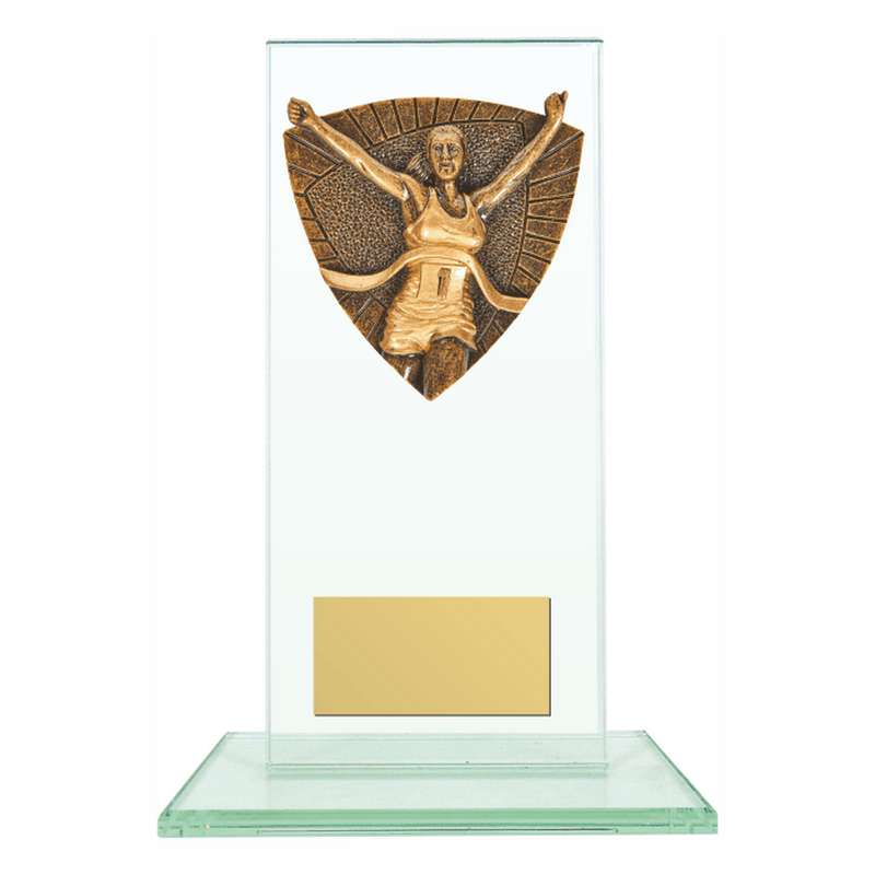 Jade Glass Stand with Resin Female Runner Trim – Clear