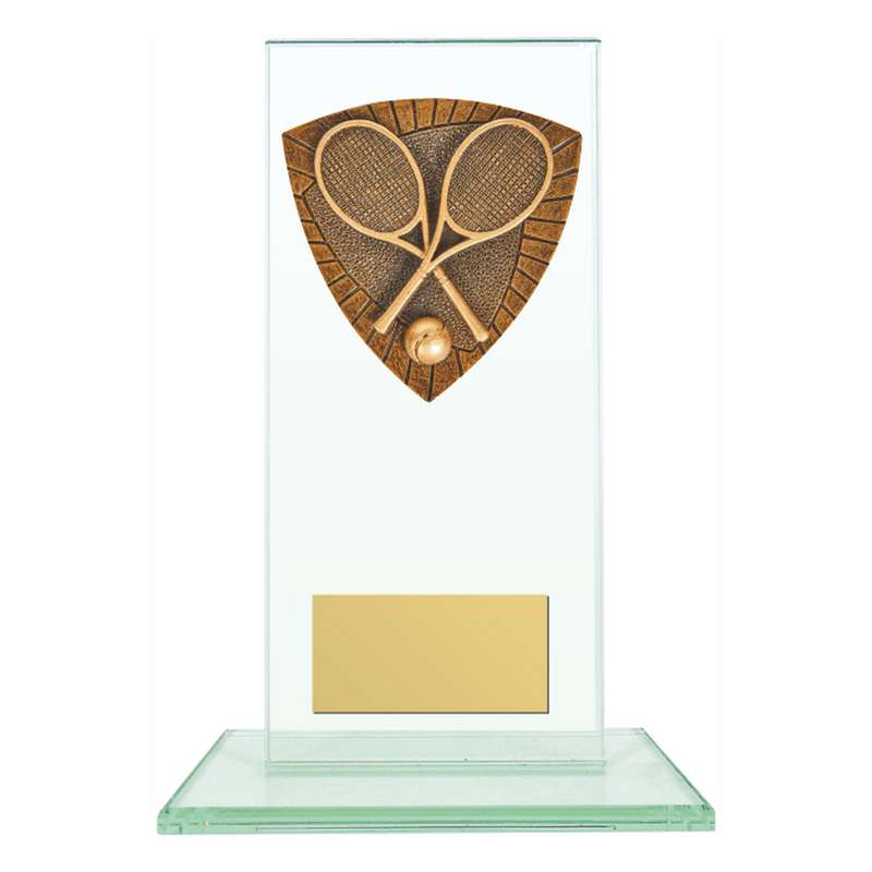 Jade Glass Stand with Resin Tennis Trim – Clear
