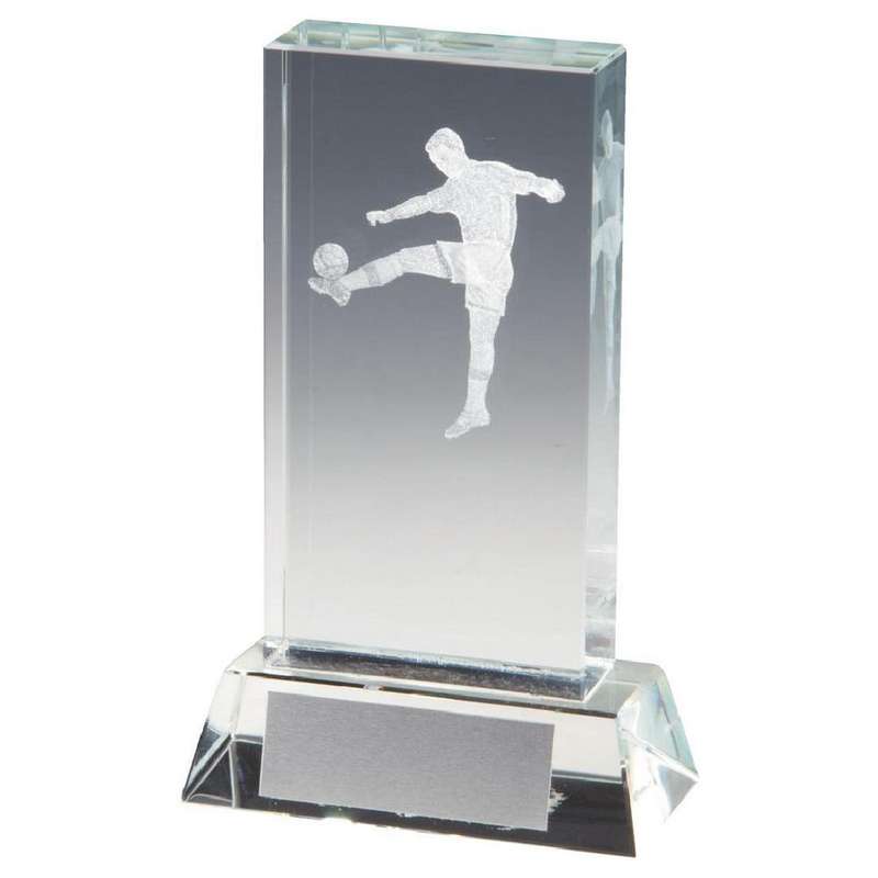 Crystal Football Award with 3D Image inside – Clear