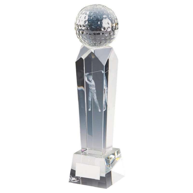 Crystal Column with 3D Golf Image (In Presentation Case) – Clear