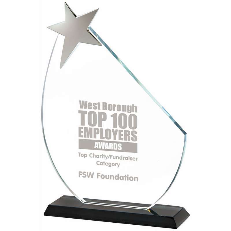 Crystal Star Award With Black Base (In Presentation Case) – Clear