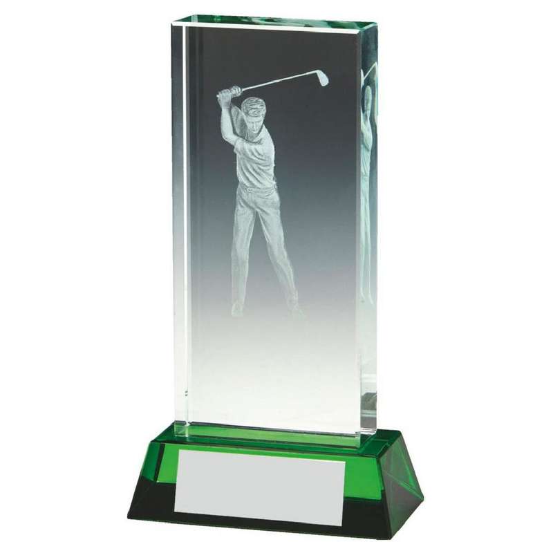 Male Golf Jade Glass Block with Green Base (In Presentation Case) – Green