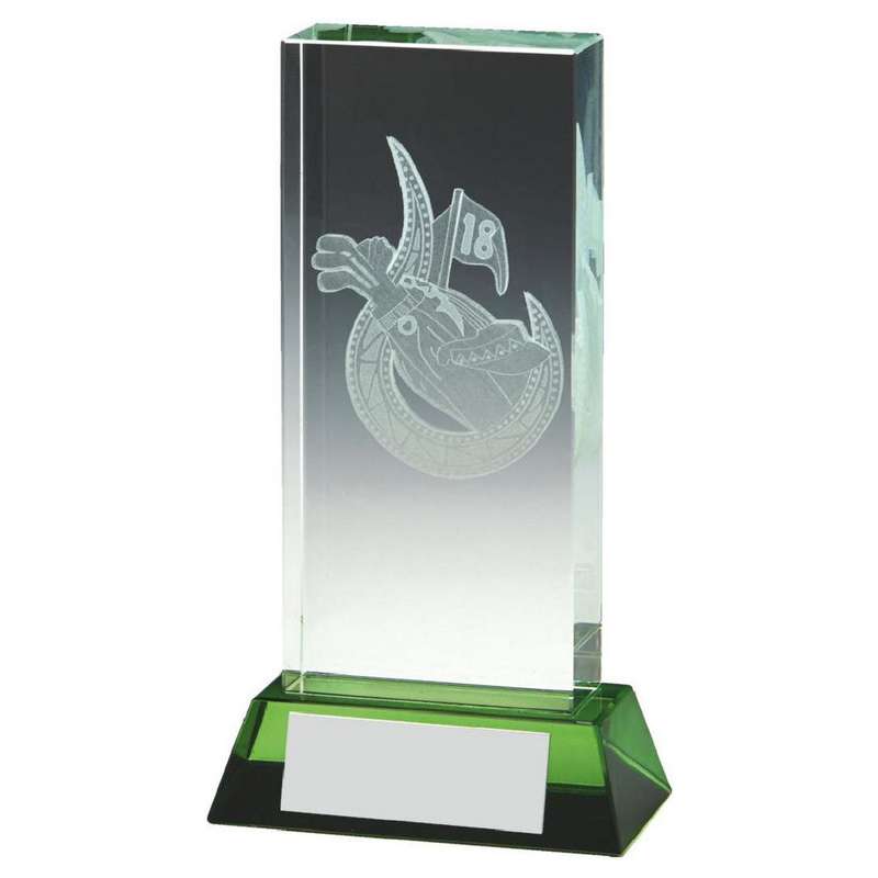 Golf Bag Jade Glass Block with Green Base (In Presentation Case) – Green