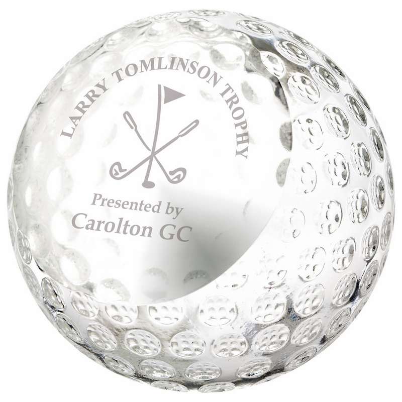 Crystal Golf Ball with personalisation panel – Clear