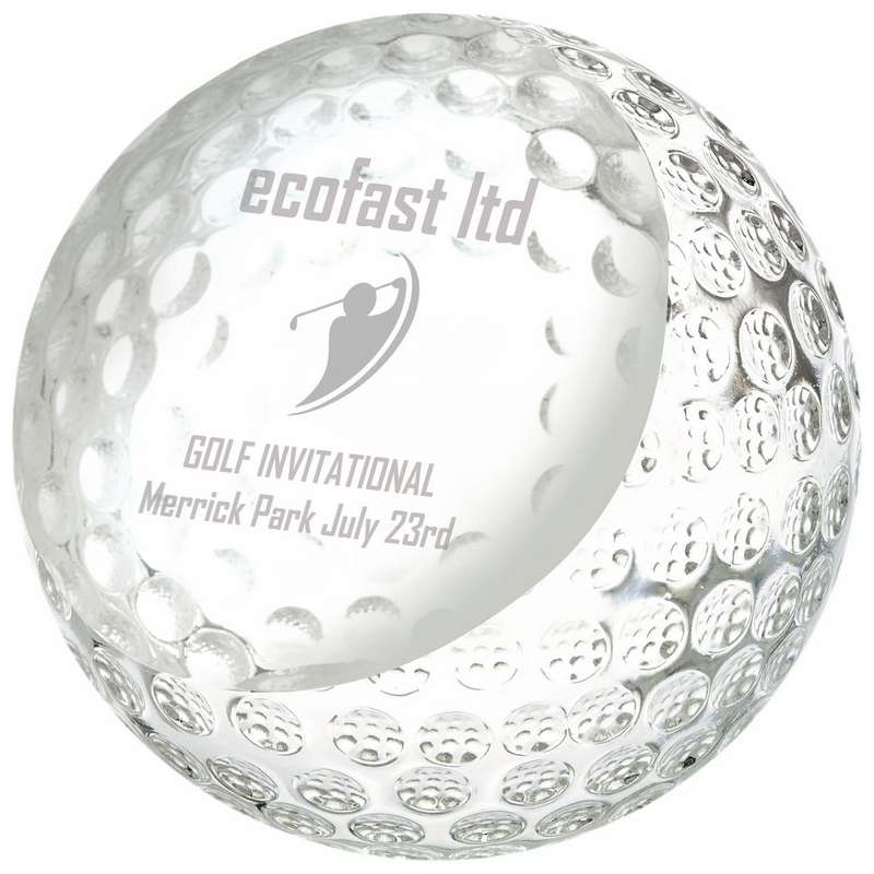 Crystal Golf Ball with personalisation panel – Clear