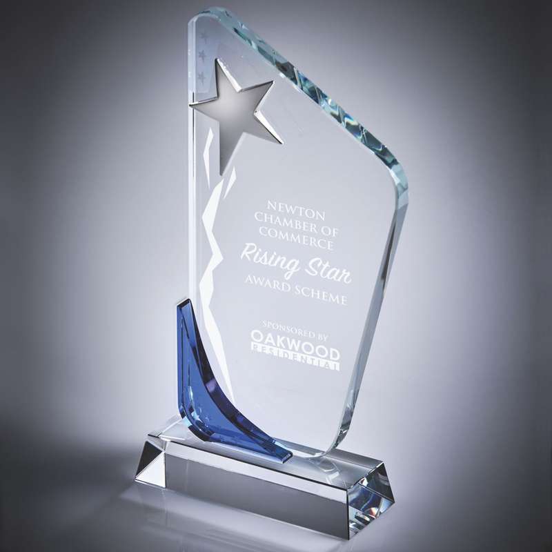 Silver Star/Clear Blue Glass Award – Blue