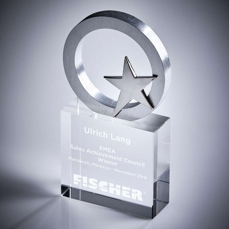 Metal Star/circle on Glass base – Clear