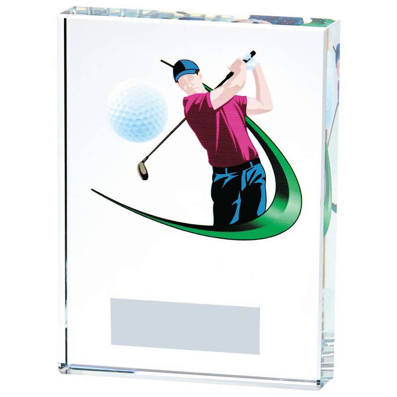 Clear/Colour Glass Golf Award – Male – Clear