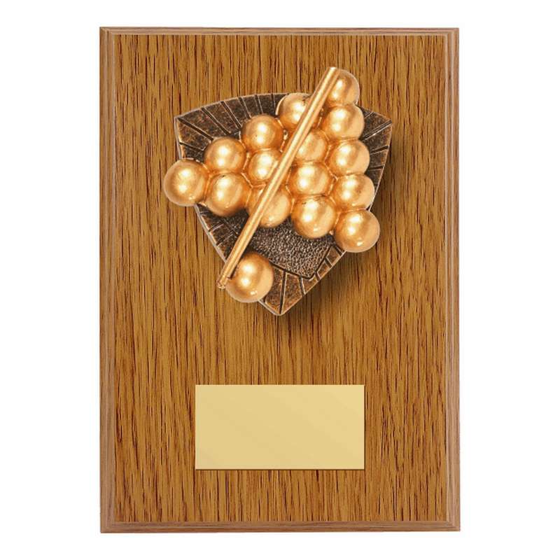 Wood Plaque with Resin Snooker /Pool Trim – Light Oak