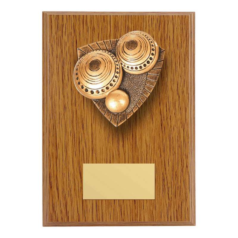 Wood Plaque with Resin Lawn Bowls Trim – Light Oak