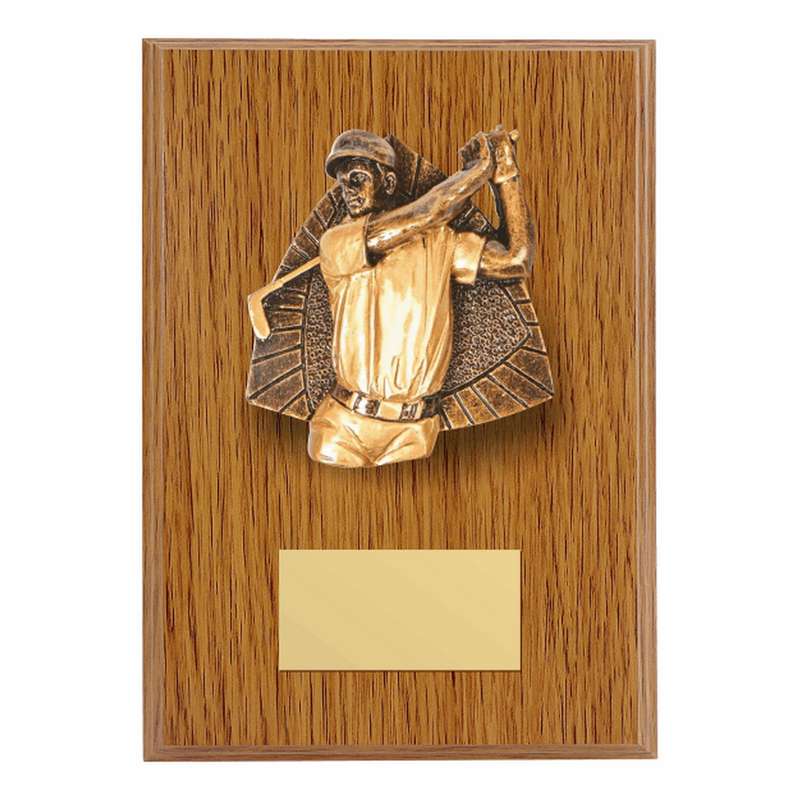 Wood Plaque with Resin Male Golf Trim – Light Oak
