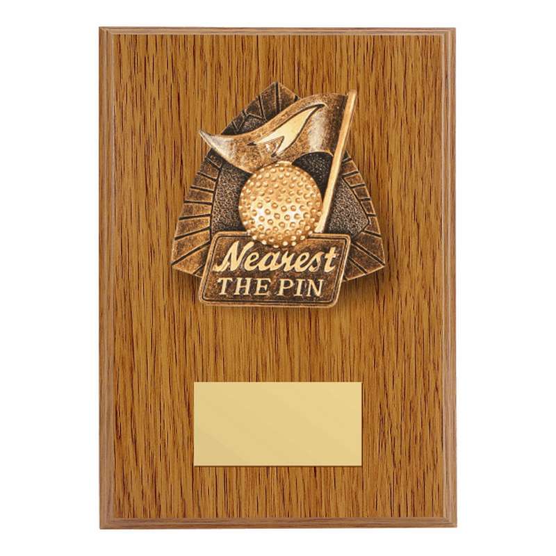 Wood Plaque with Resin Nearest The Pin Trim – Light Oak