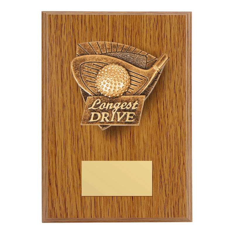 Wood Plaque with Resin Longest Drive Trim – Light Oak