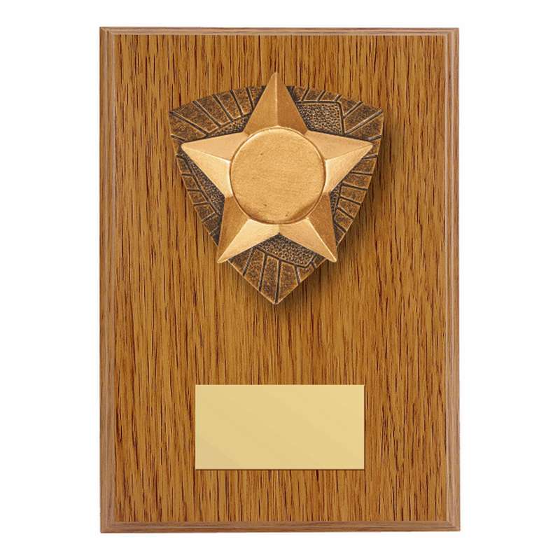 Wood Plaque with Resin Star Adapter Trim – Light Oak