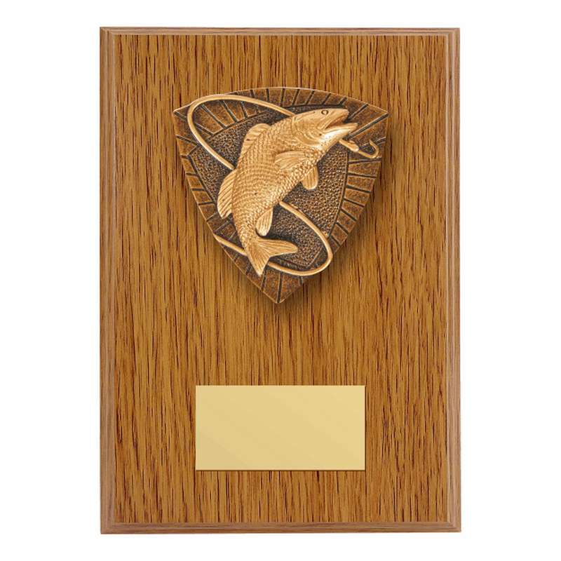 Wood Plaque with Resin Fishing Trim – Light Oak