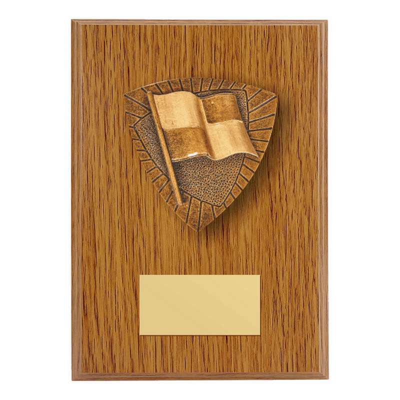 Wood Plaque with Resin Official Flag Trim – Light Oak