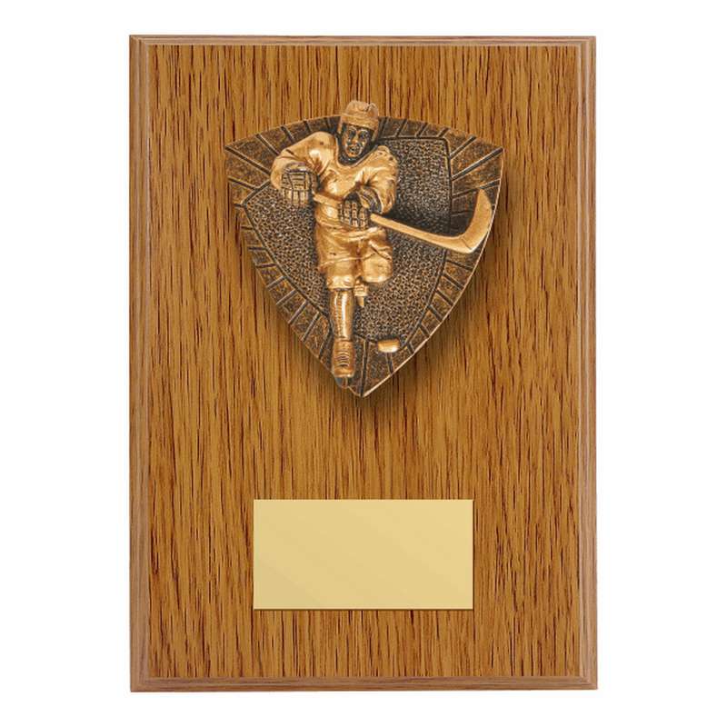 Wood Plaque with Resin Ice Hockey Trim – Light Oak