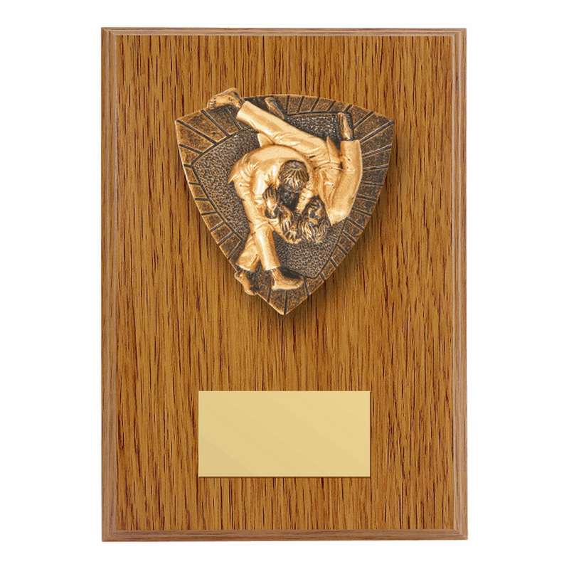 Wood Plaque with Resin Judo Trim – Light Oak