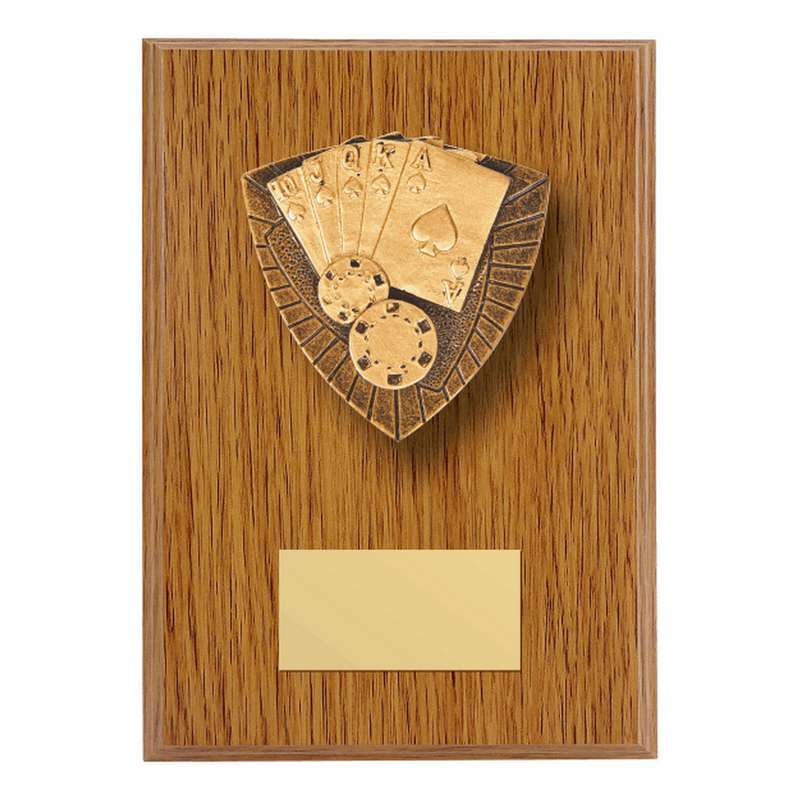 Wood Plaque with Resin Poker Trim – Light Oak
