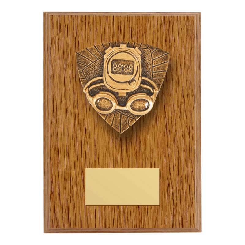 Wood Plaque with Resin Swimming Trim - Light Oak