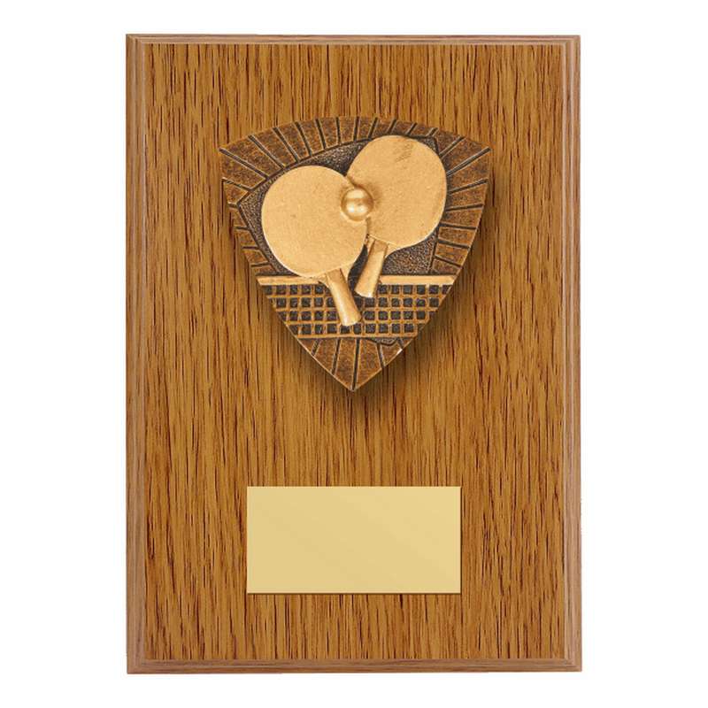 Wood Plaque with Resin Table Tennis Trim – Light Oak