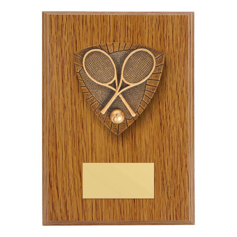 Wood Plaque with Resin Tennis Trim – Light Oak