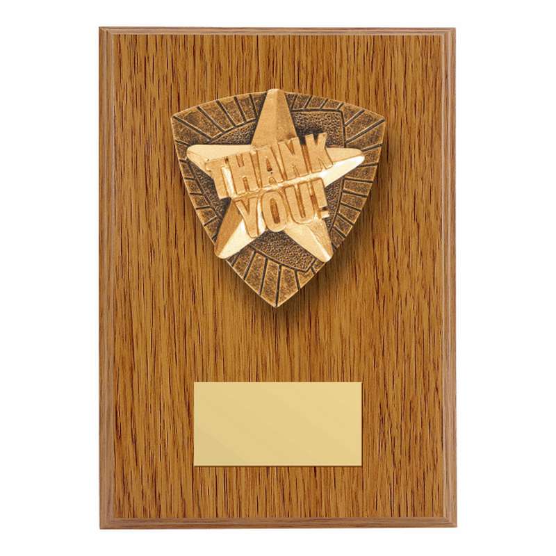 Wood Plaque with Resin Thank You Trim – Light Oak
