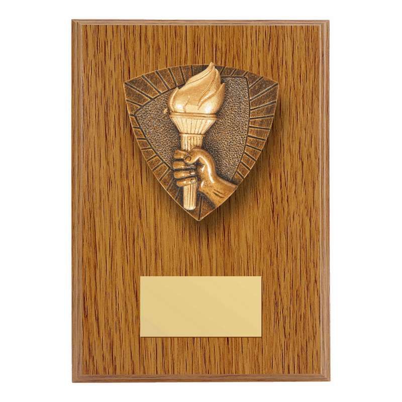 Wood Plaque with Resin Torch Trim – Light Oak