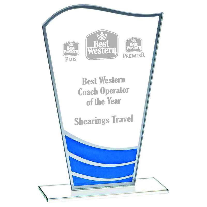 Clear Blue Wave Glass Award – Blue