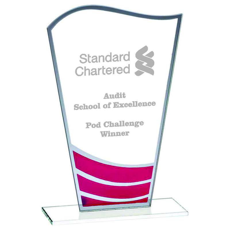 Clear Red Wave Glass Award – Red