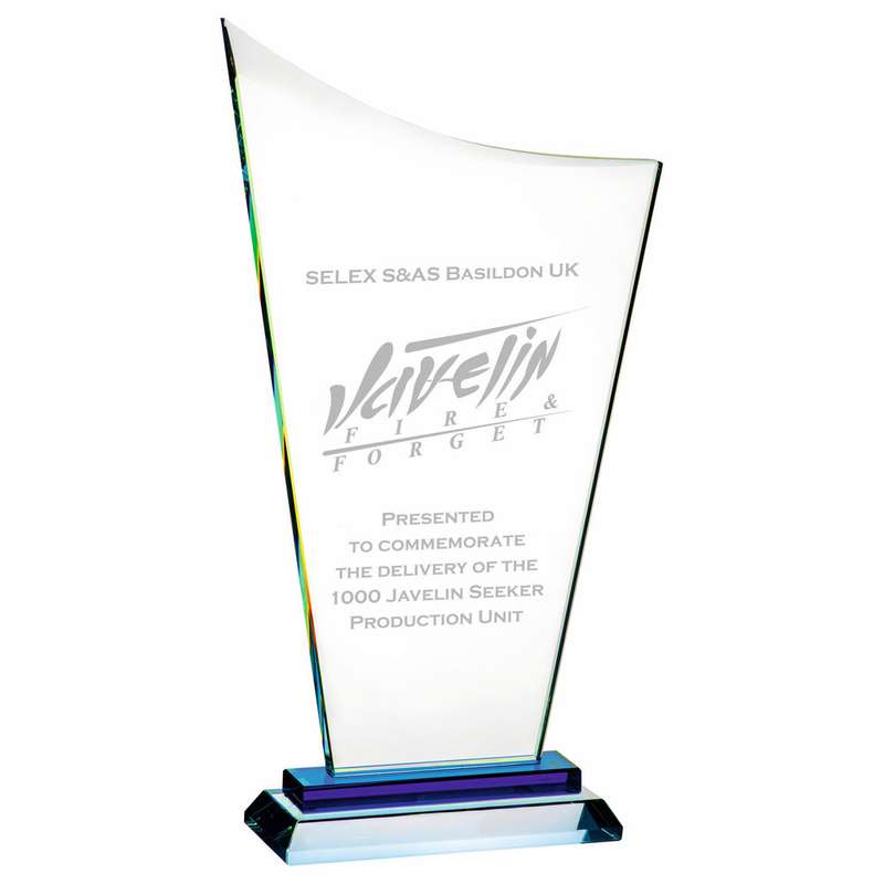 Crystal Award with Blue Base – Clear