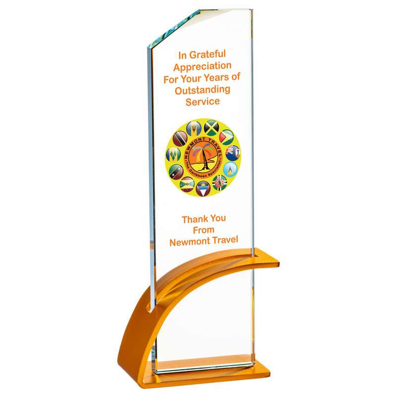 Clear Glass Award with Metal Base – Gold