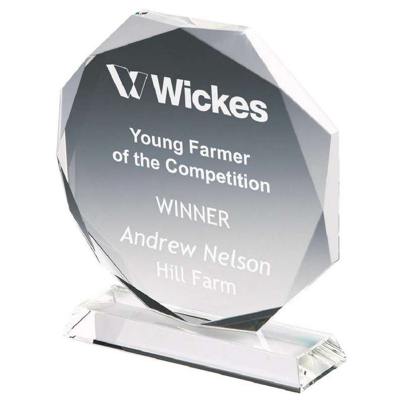 Crystal Octagonal Stand Award (In Presentation Case) – Clear