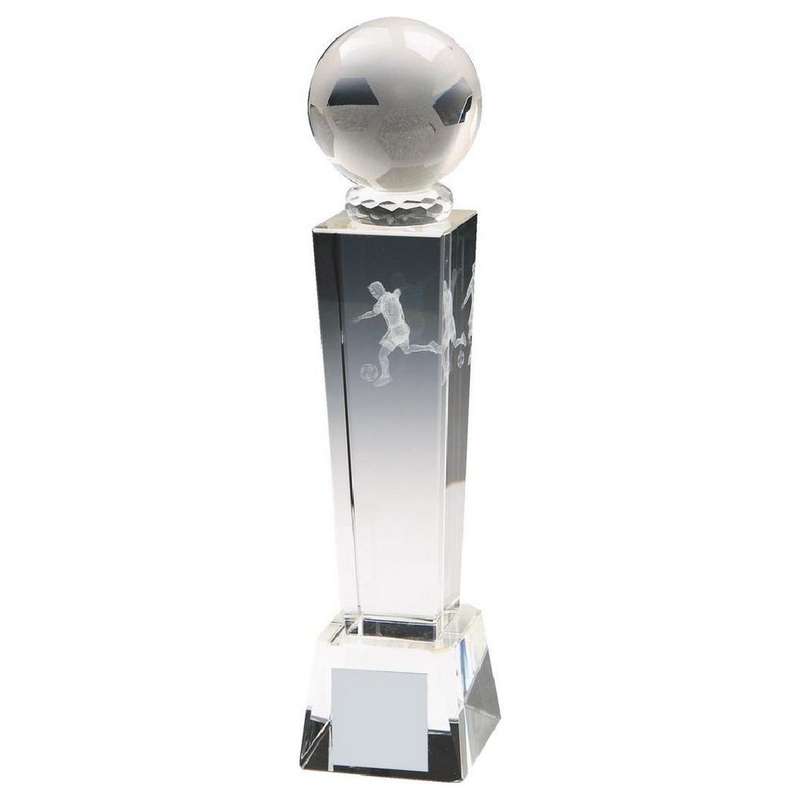 Crystal Column 3D Football Award – Clear