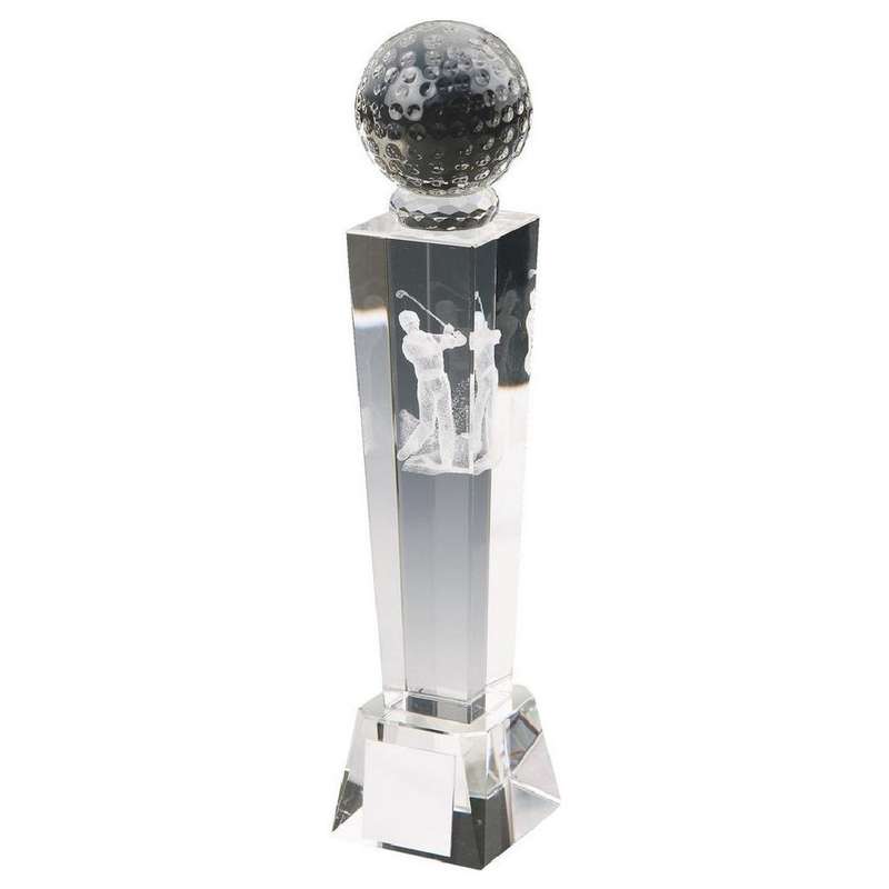 Crystal Column with 3D Male Golfer (In Presentation Case) – Clear