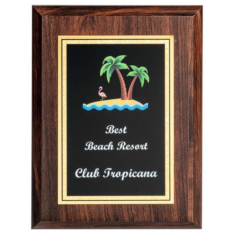 Presentation Corporate Plaque with Colour Print – Dark Wood