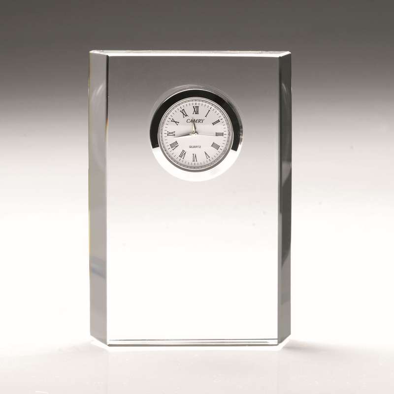 CLEAR GLASS RECTANGLE CLOCK (22mm THICK) – 4.75in