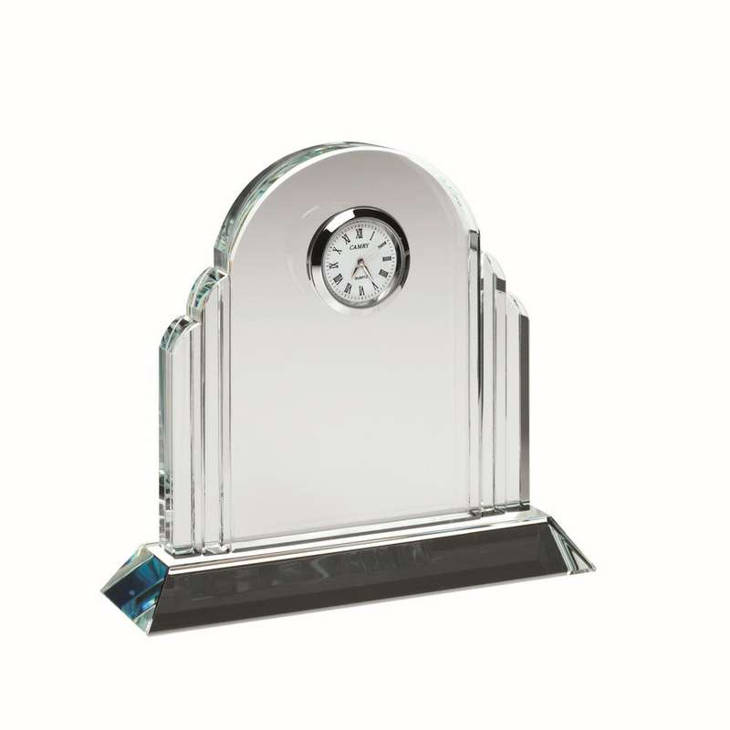 CLEAR GLASS ARCHED CLOCK (20mm THICK) – 5.25in