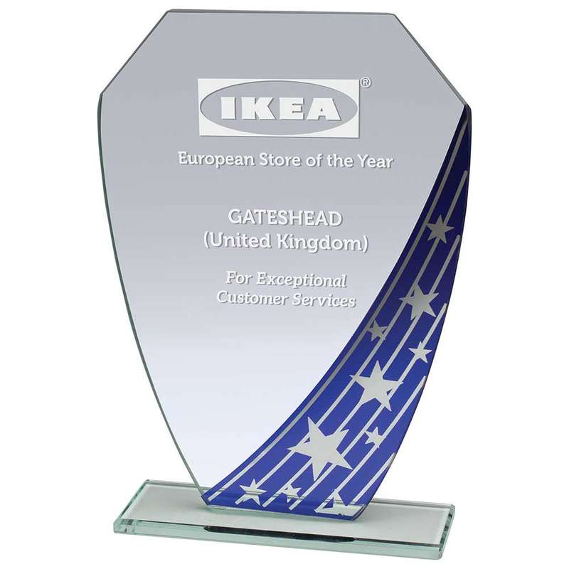 Starlight Hex Jade Glass Award Blue