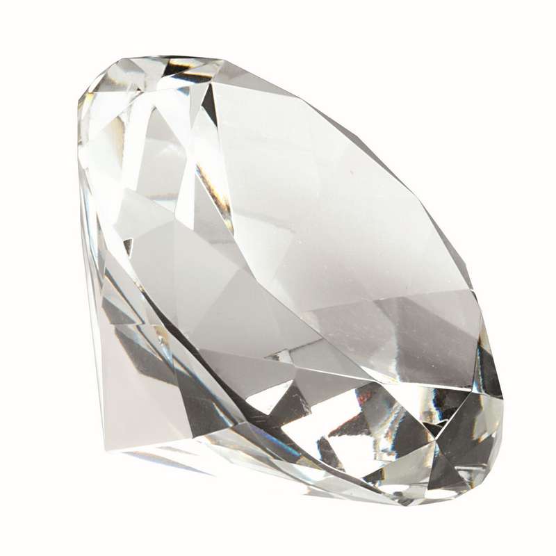 CLEAR GLASS DIAMOND SHAPED PAPERWEIGHT IN BOX – 4in
