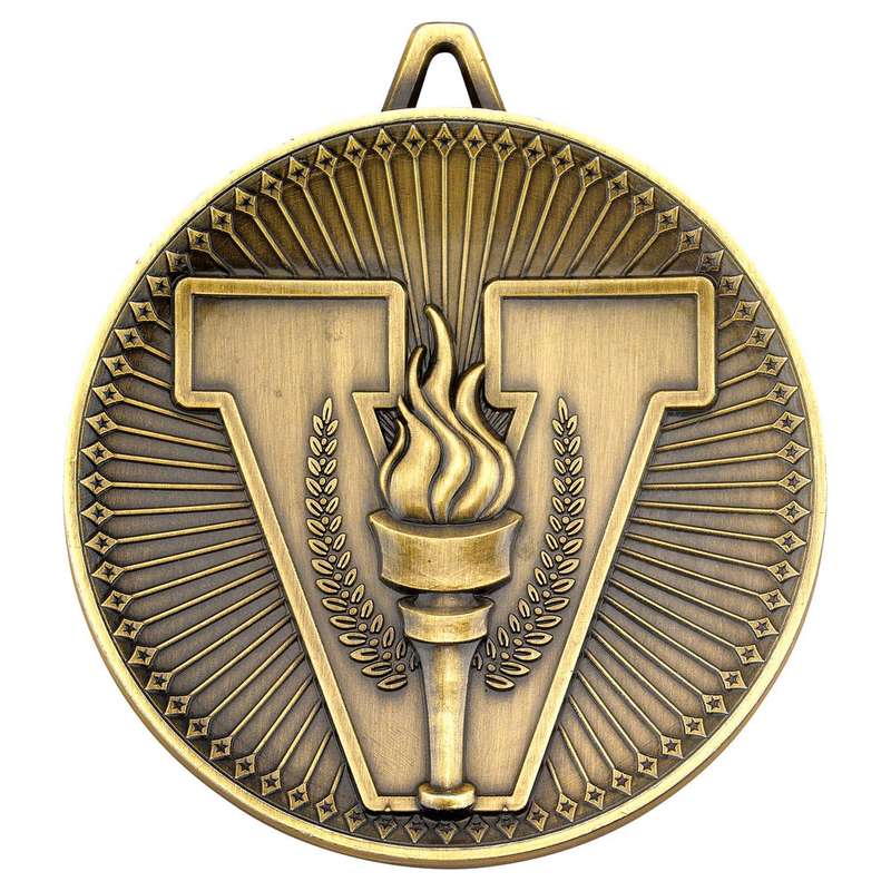 VICTORY TORCH DELUXE MEDAL ANTIQUE GOLD – 2.35in