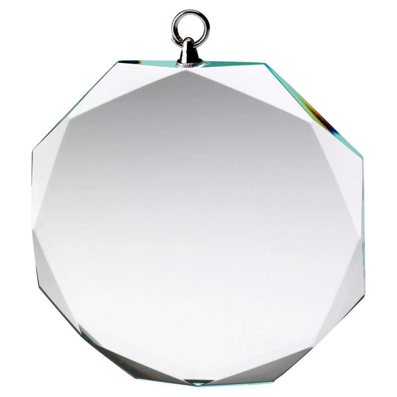 CLEAR GLASS OCTAGON MEDAL (6mm THICK) – 2.75in