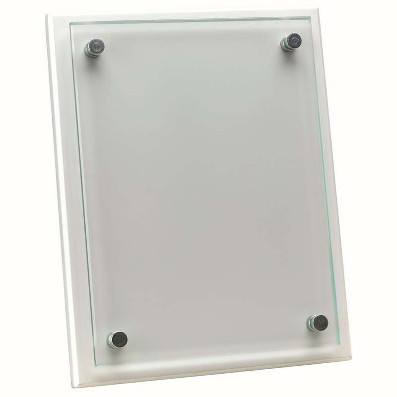 WHITE PLAQUE WITH 6mm GLASS FRONT – 7 x 9in