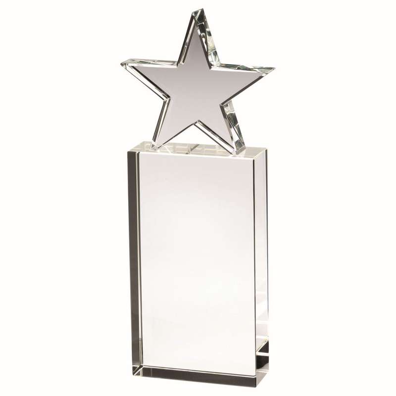 CLEAR GLASS BLOCK WITH GLASS STAR – 8in