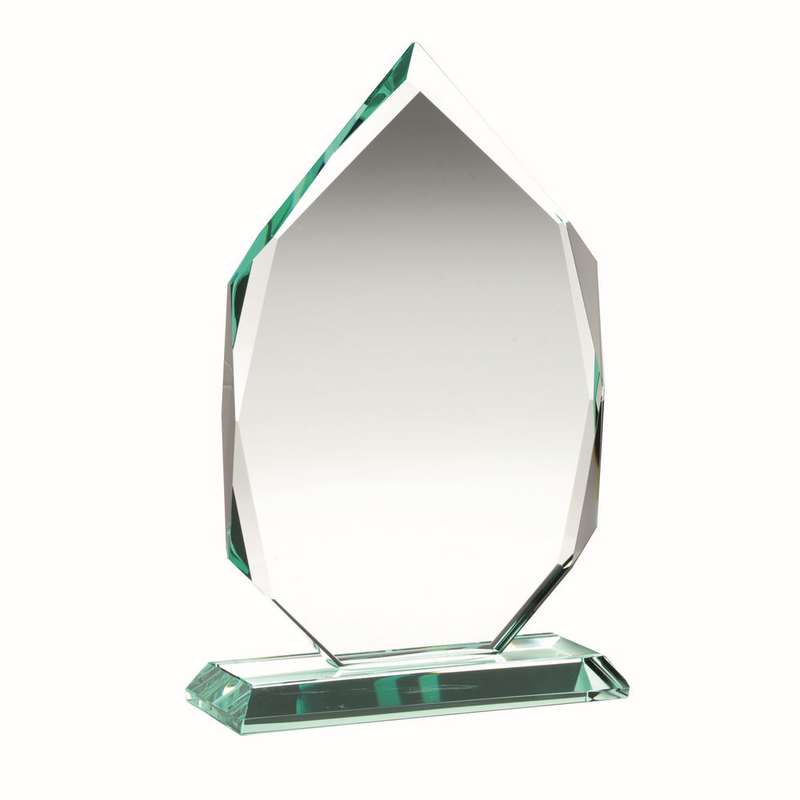 JADE GLASS DIAMOND IN QUALITY WOOD BOX (19mm THICK) – 10in